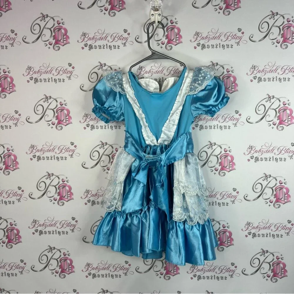 Disney Alice in wonderland costume dress teacups Blue and White Kids Costume - Picture 8 of 13